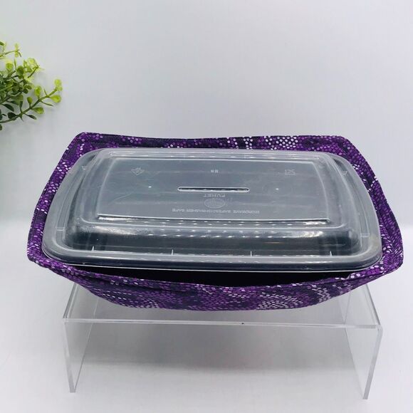 Microwave Takeout Container Cozy! Cozy For Takeout Purple Swirl Dots Cottage - Picture 4 of 6